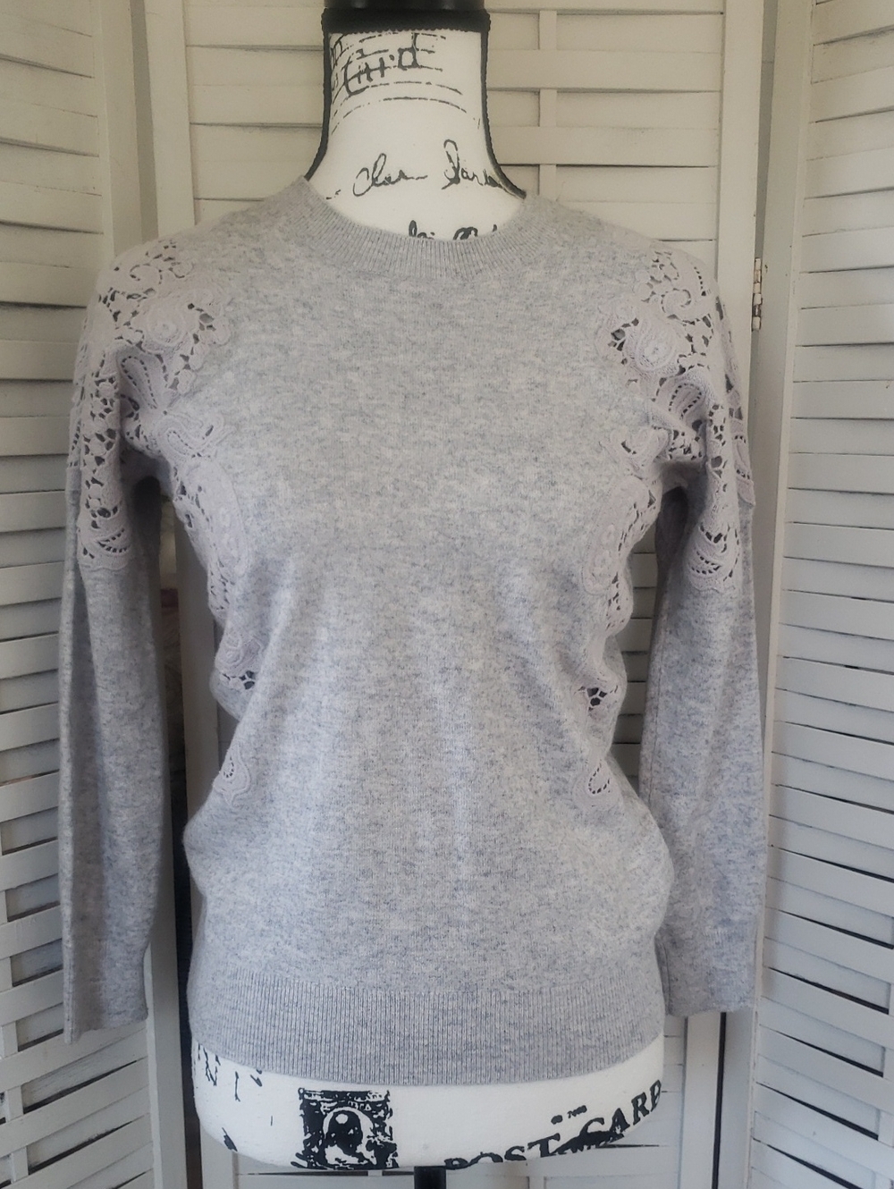 Ted Baker Light Gray Merino And Cashmere Blend Crewneck Sweater Size US XS
